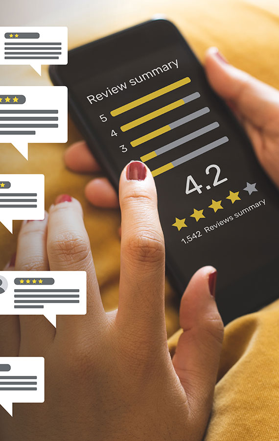Online reviews on a mobile phone